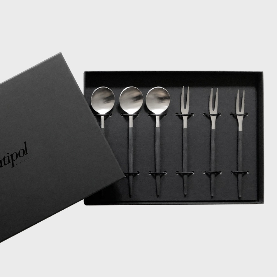 Cutipol クチポール GOA Black × Silver ティースプーン 3pcs +