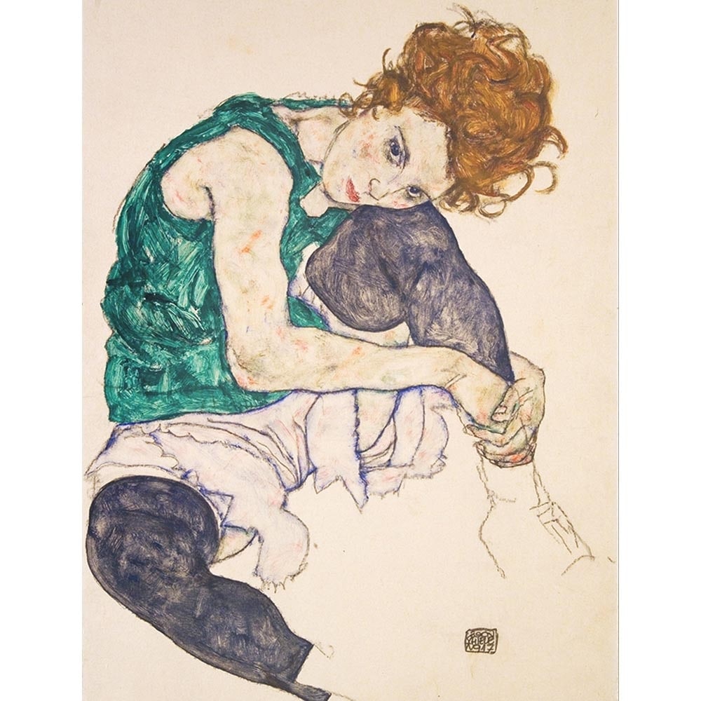 座っている女性 【10号】 エゴン・シーレ 【 額縁が選べる 額入り 複製