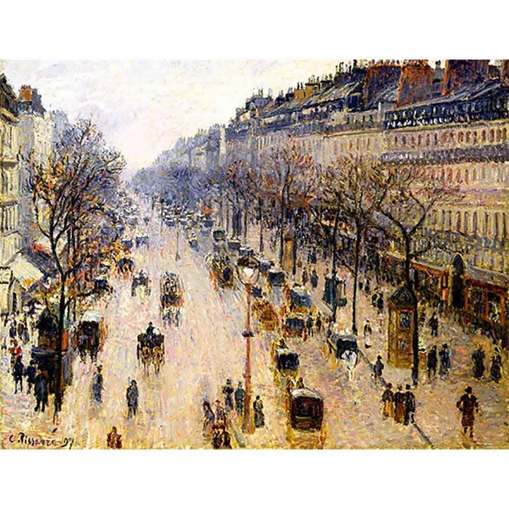冬の朝のモンマルトル大通り 【20号】 カミーユ・ピサロ 【 額縁が