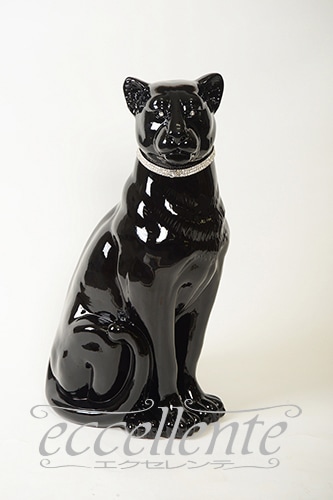 イタリア製 陶製置物 黒ヒョウ with swaro collar｜VO-71314CNL