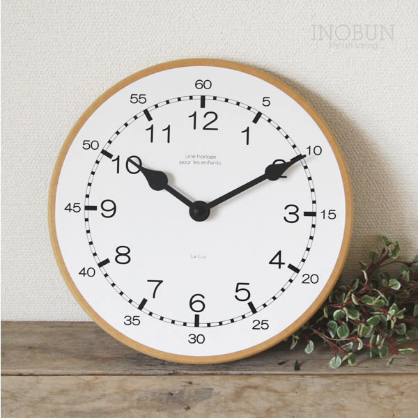 La Luz（ラ・ルース）木製 キッズクロック シンプル 壁掛け時計 ホワイト