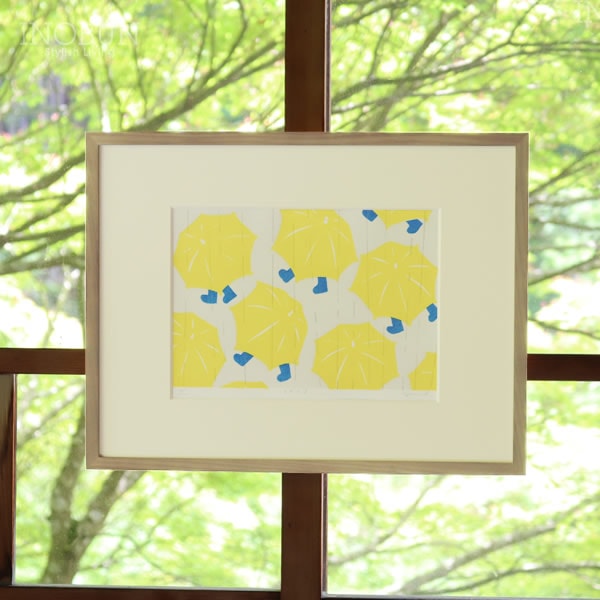 京の木版画 京都・竹笹堂 「あめふり」原田裕子 壁掛けフレーム ギフト