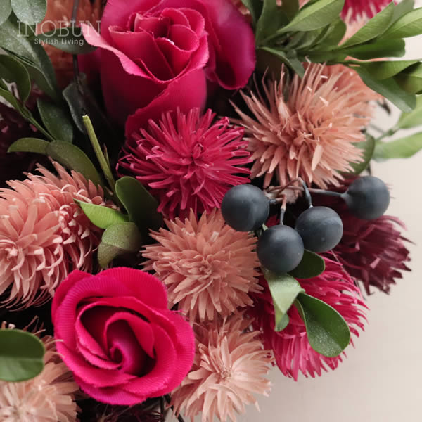 ナチュラルリース カシスローズ Lsize バラ 千日紅 ドライフラワー