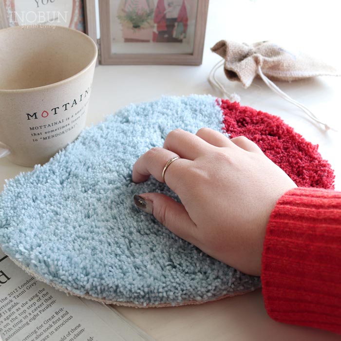 ミニラグ MOYO mini point rug 赤xライトブルー ラグマット タフ