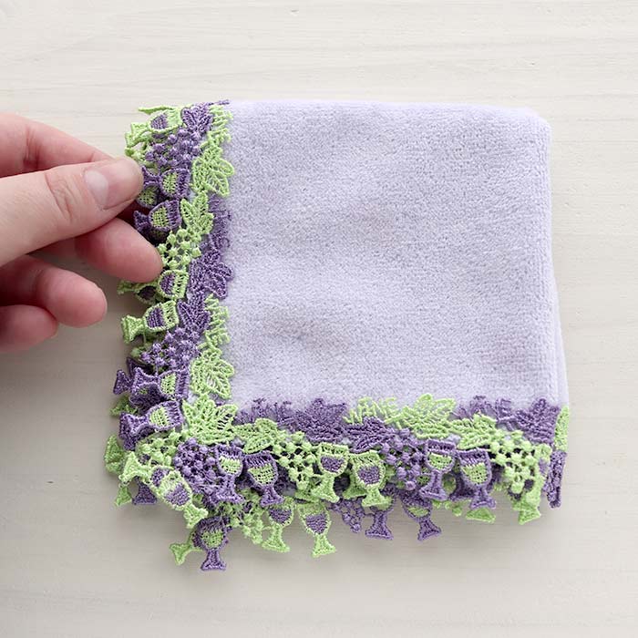 完売】 近沢レース店 タオルハンカチ ワイン ラベンダー シーズン限定