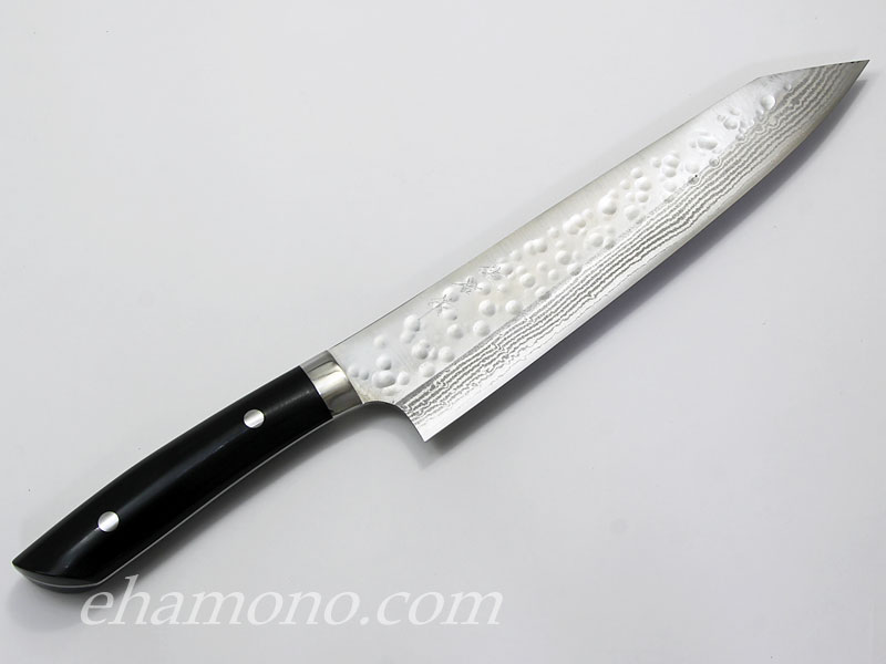 佐治武士作『SRS13 粉末ハイス鋼ダマスカス 切付型包丁240 ブラック
