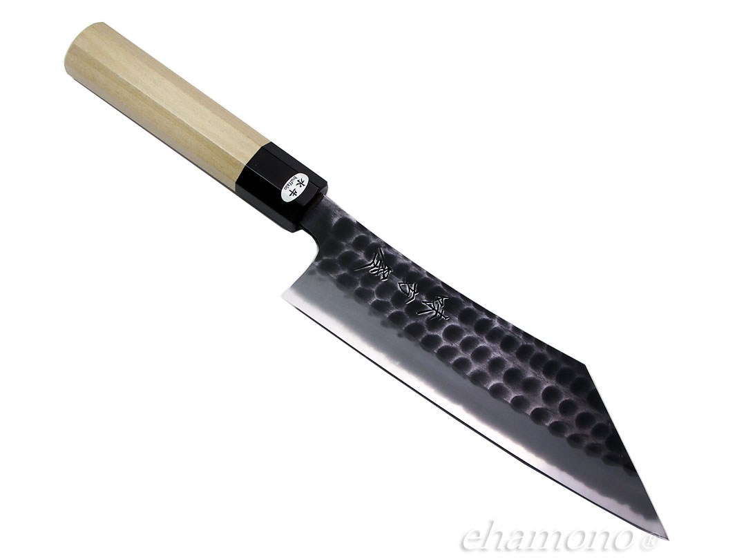 日野浦刃物工房 味方屋作 博多包丁180 黒鎚目 水牛八角柄
