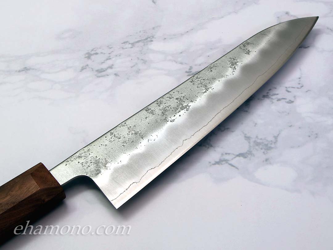 銀三鋼割込 和牛刀210 梨地 胡桃（くるみ）柄