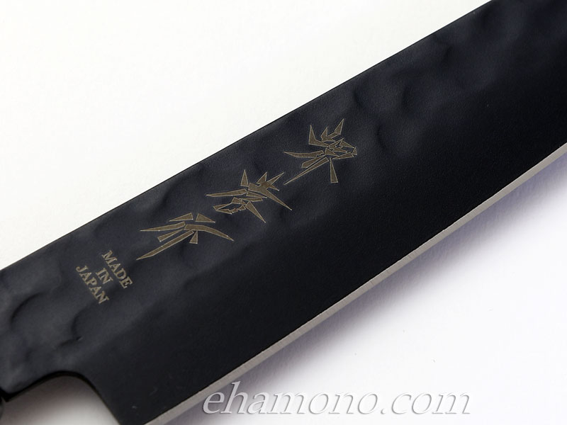 話題の黒い包丁！堺孝行【黒影】ペティ150 V金10号鎚目フッ素加工和式包丁