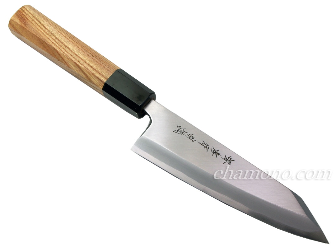 堺孝行 特上白二鋼 切付出刃150 黒水牛欅八角柄