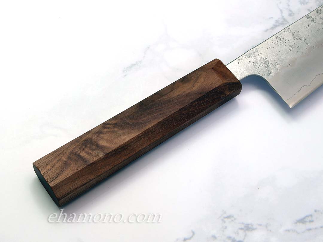 銀三鋼割込 和牛刀210 梨地 胡桃（くるみ）柄
