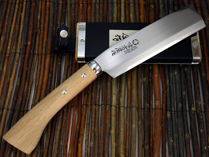 日野浦刃物工房 味方屋作 鞘鉈白紙 片刃 180