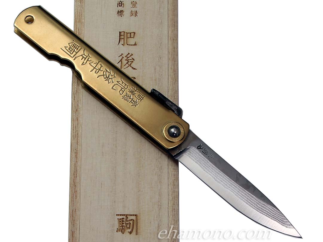 肥後守 多層鋼青紙割込 大 プレミアム 笹刃型～Nagao Higonokami Damascus