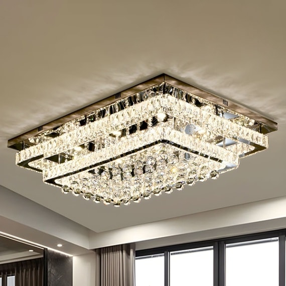 デザイン照明 クリスタルシーリングシャンデリア レクタングル（W1200