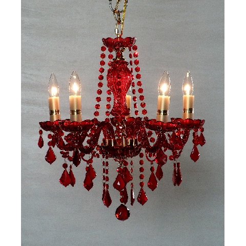 クリスタルシャンデリア 5灯 レッド(W470×H500mm) | EL JEWEL
