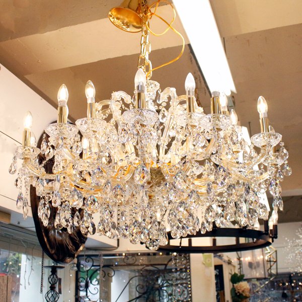 LA LUCE】マリア・テレサ型クリスタルシャンデリア24灯 ゴールド(W1000