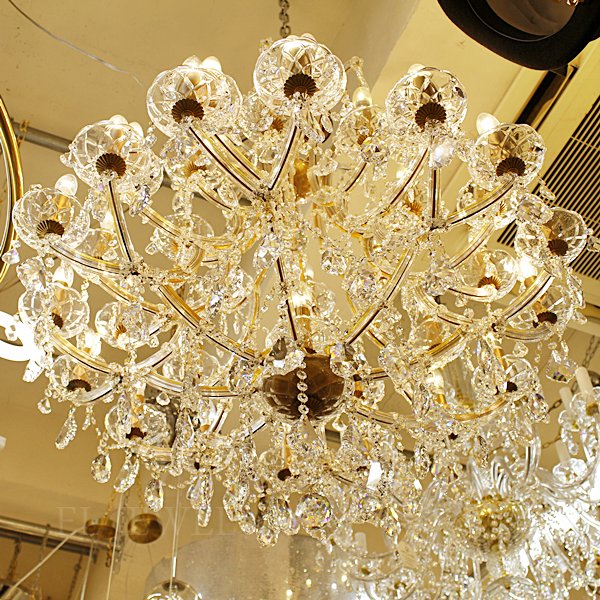 大型オーダークリスタルシャンデリア 33灯 ゴールド (Φ1000×H1100mm