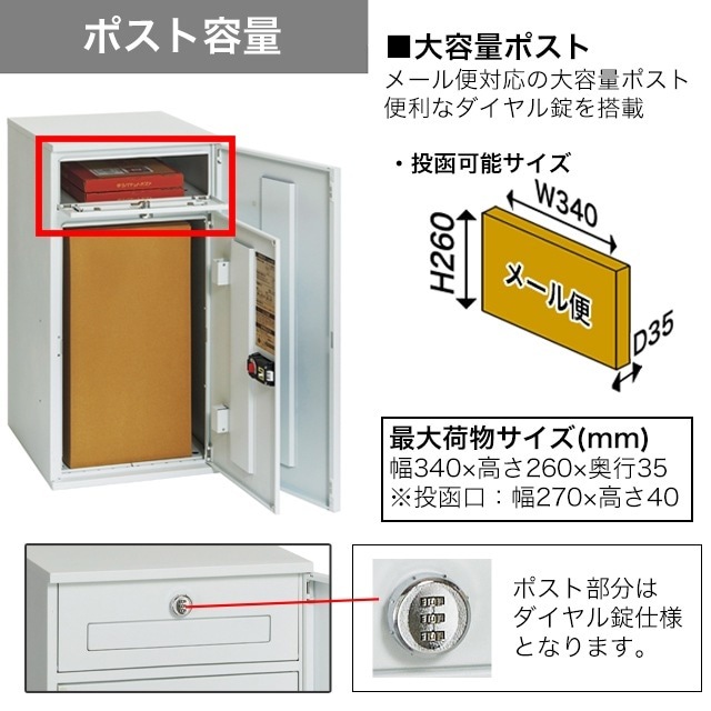表札穴・子機穴加工なし】 宅配ボックス・ポスト搭載門柱 REGALIO-3
