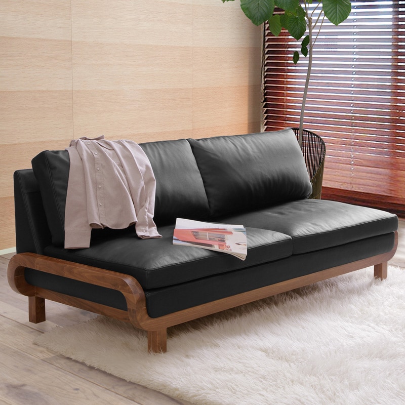 ソファ 2人掛け 本革 ウォールナット 天然木 OS180｜家具の通販tac