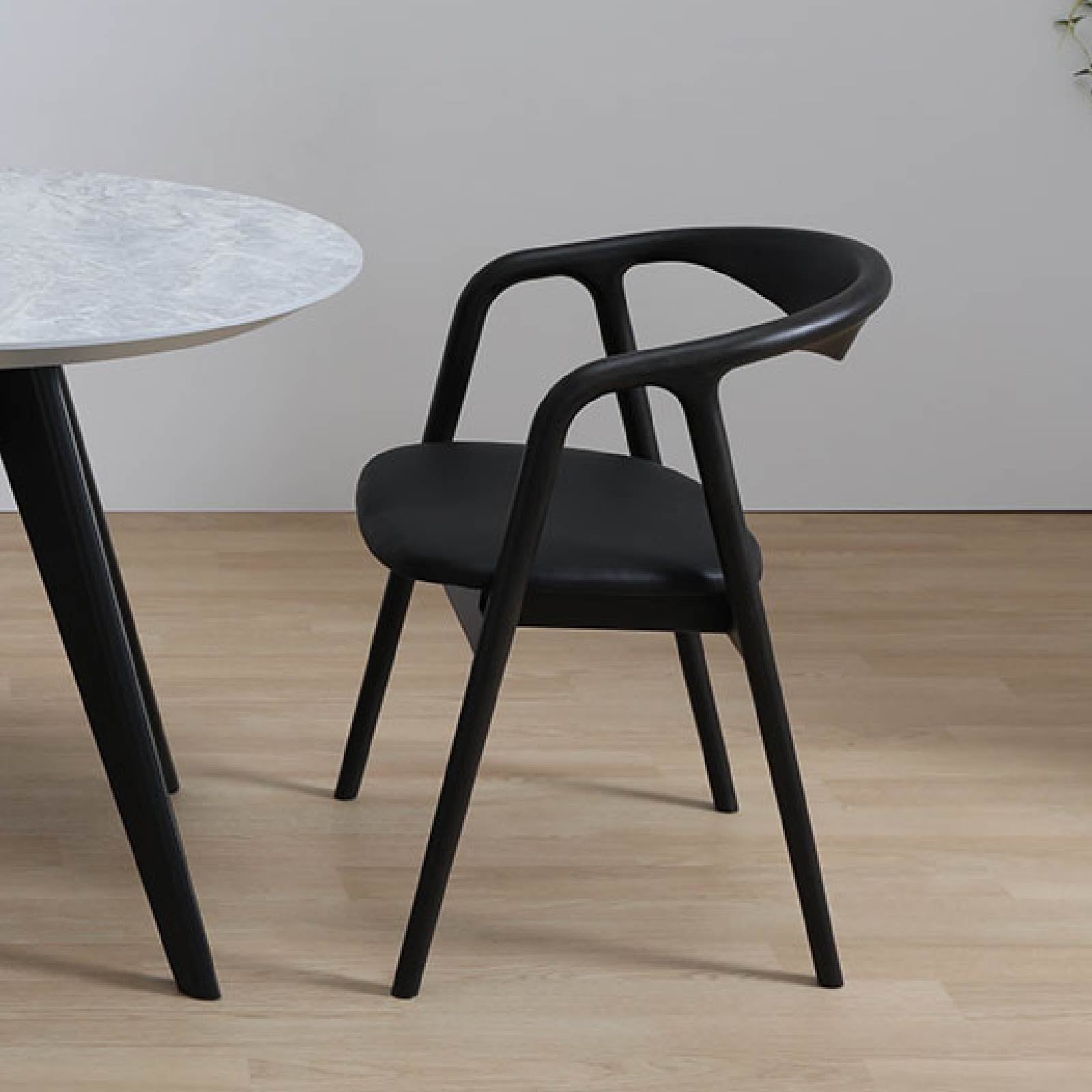 ダイニングチェア 肘付き PVCレザー アームチェア ラバー材 カバー