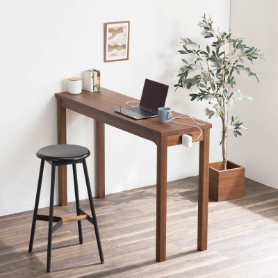 カウンターテーブル ひのき 幅120cm ｜天然木 無垢材 収納 ハイ