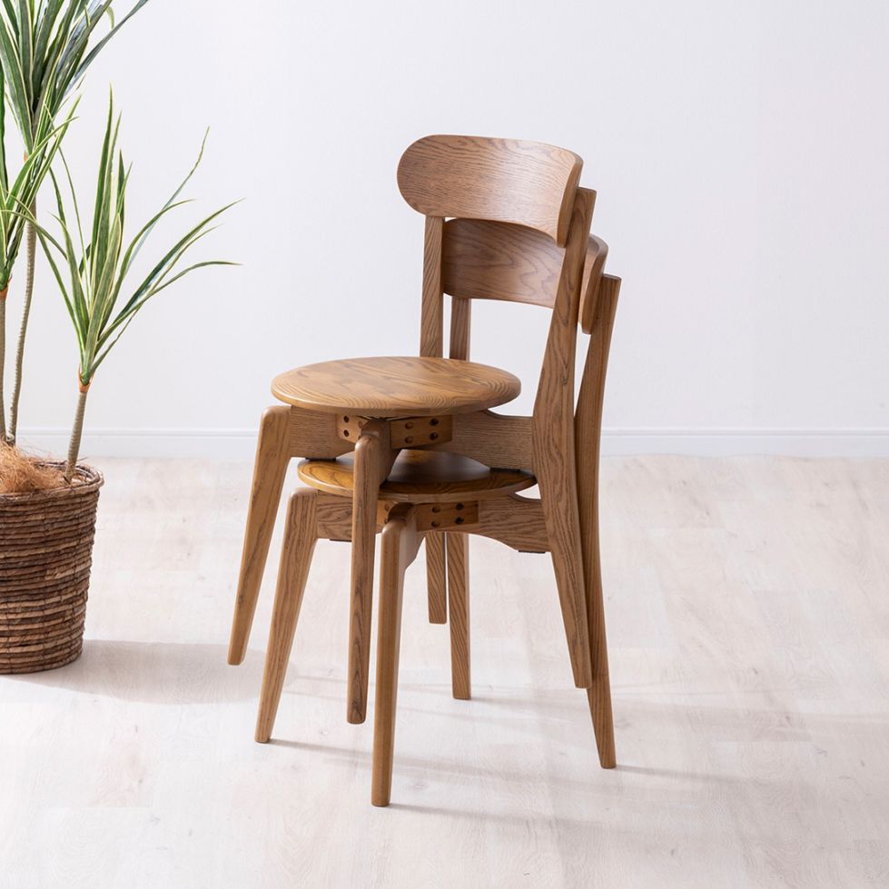 SK DCMD 2脚 回転式ダイニングチェア アームチェア ナチュラルD