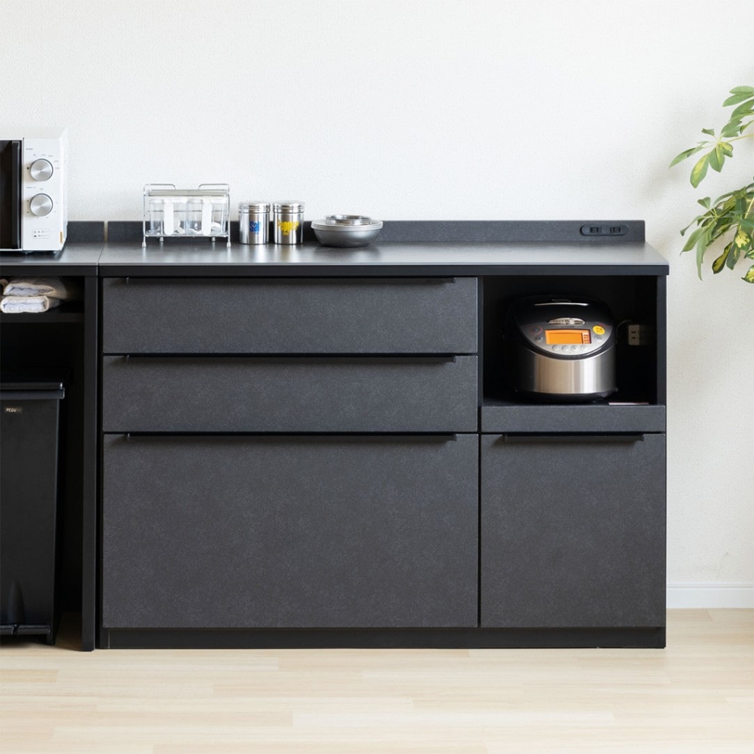 幅120］セラミック キッチンカウンター ｜傷・汚れに強い天板 大容量