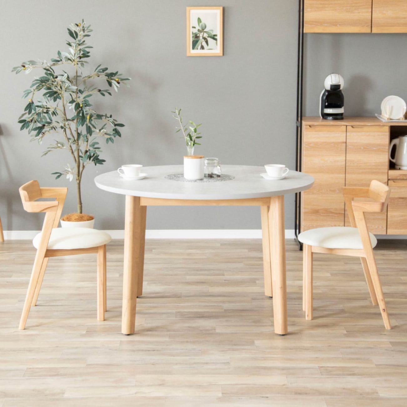 ダイニングテーブル 3点セット メラミン天板 直径110cm｜マットな質感