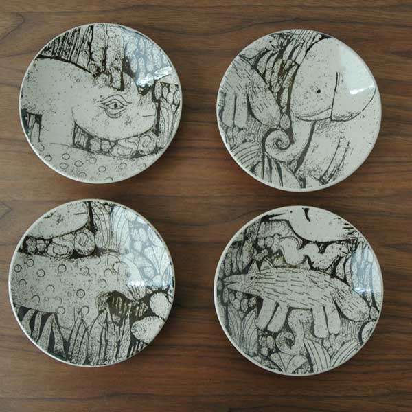 益子の皿 森と動物の絵皿 4寸皿/Japan Seriesジャパンシリーズ・益子焼