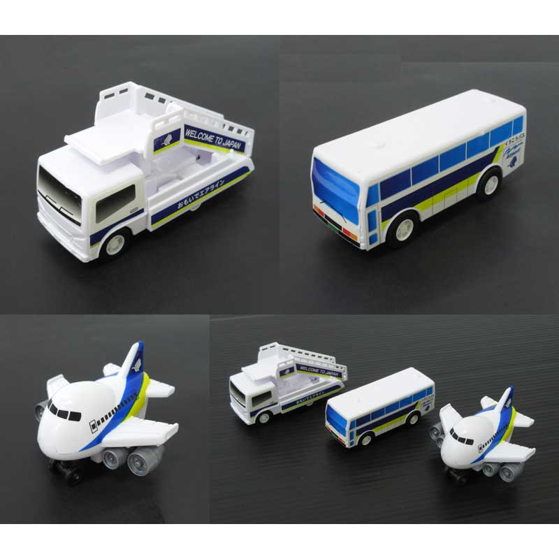 ミニカー＞プルバック☆エアポート3pcsセット 飛行機・空港バス