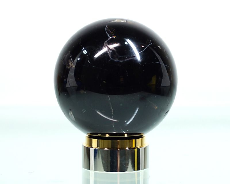 黒水晶（モリオン） 丸玉置物 50～55mm玉 （EARTHIST 台座付き）｜最