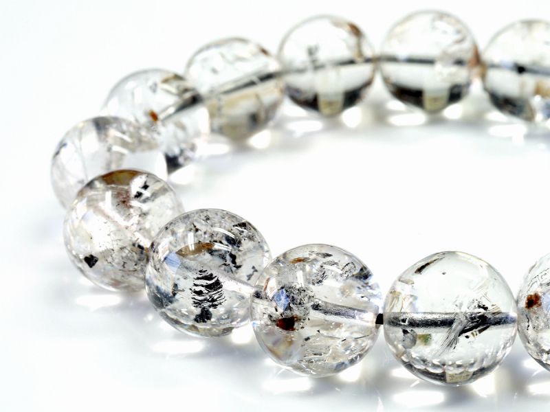 ヒマラヤ産 スティブナイト イン クォーツ ブレスレット 13.5mm玉 No.6