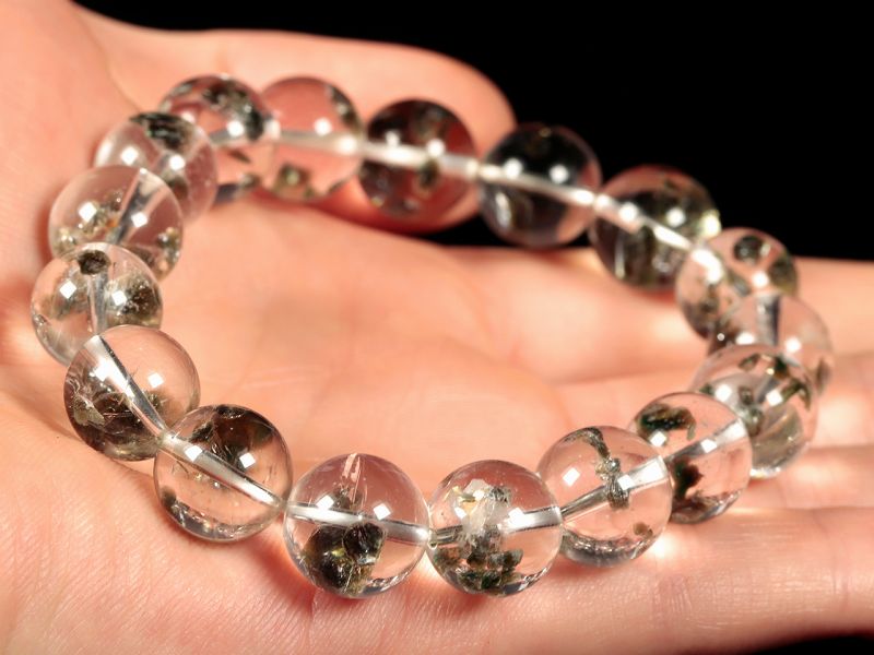 グリーントルマリン イン クォーツ ブレスレット 12.5mm玉 No.3 最高級