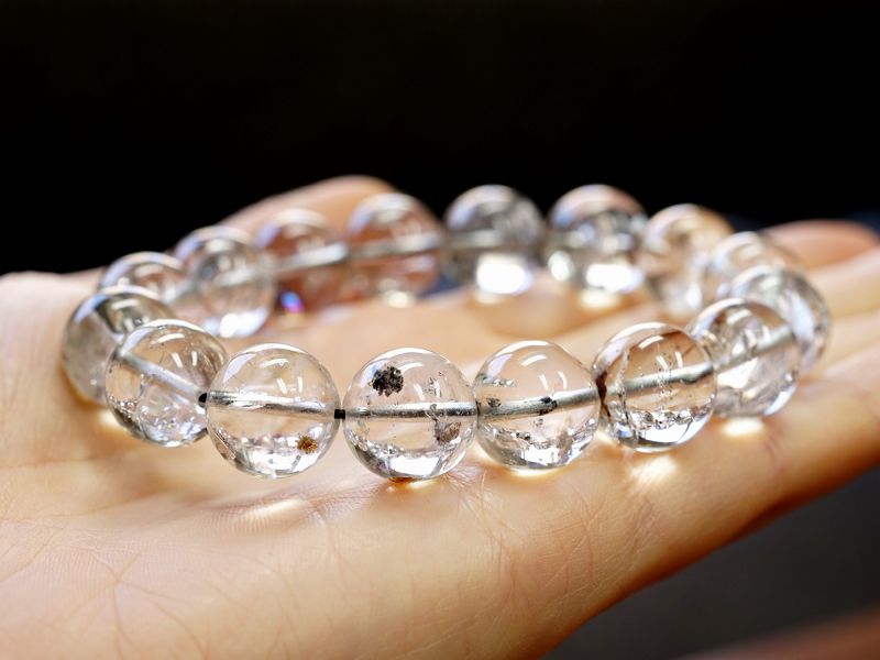 ヒマラヤ産 スティブナイト イン クォーツ ブレスレット 13.5mm玉 No.6