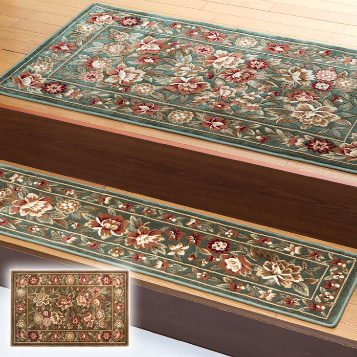 花柄シルクタッチウィルトン織玄関マット マットM｜ファミリー・ライフ