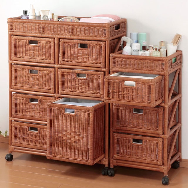 天然籐ランドリーチェスト スリム 3段｜ファミリー・ライフ公式通販