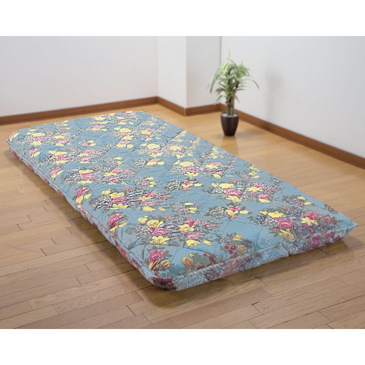 日本製 防ダニ・抗菌防臭加工 ダブルボリューム4層敷布団 花柄