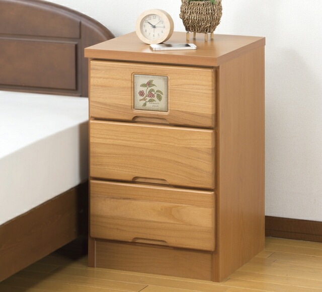 大川産 天然木タイル付きスリムチェスト 7段｜ファミリー・ライフ公式通販