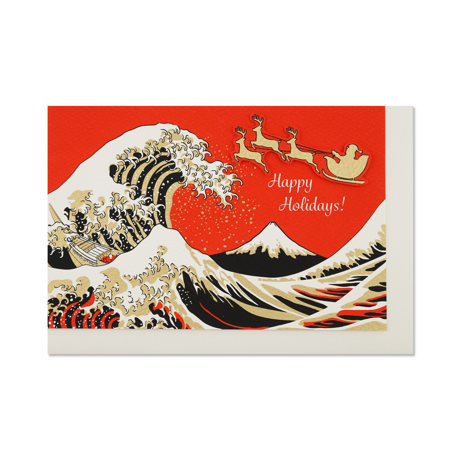 立体和風クリスマスカード 波と富士山｜jxcd-131 | 手紙・カード