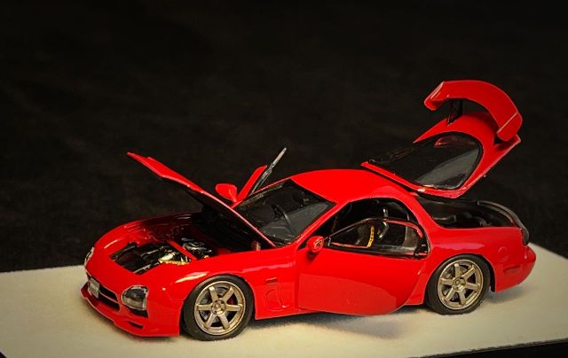新品 PGM640804-1 PGM 1/64 マツダ MAZDA RX7 フル開閉モデル Red 四角