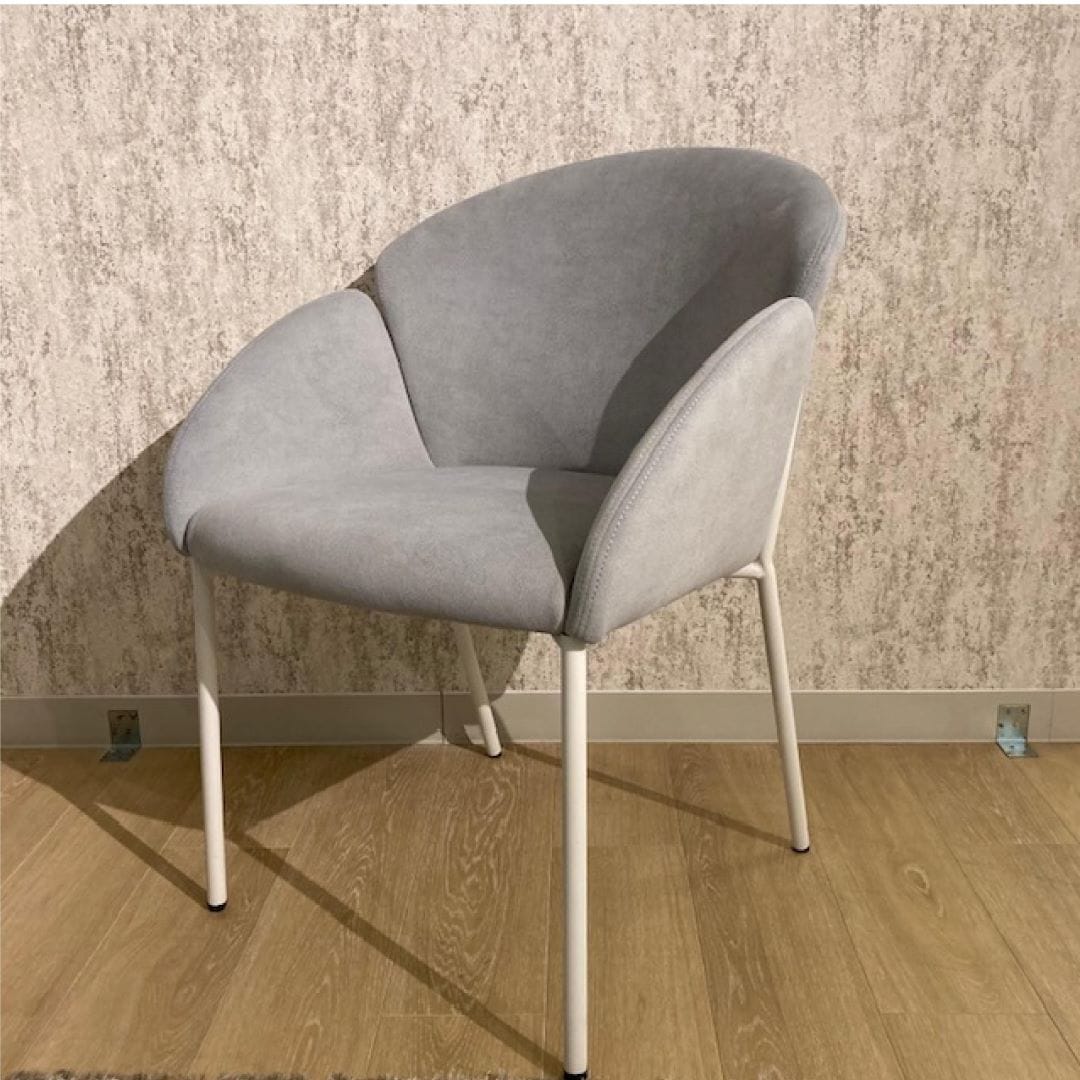 ダイニングチェア F513 ダークグレー・ライトグレーファブリック 金属