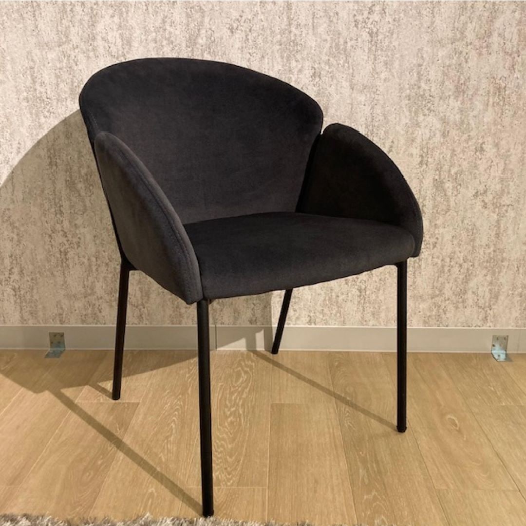 ダイニングチェア F513 ダークグレー・ライトグレーファブリック 金属