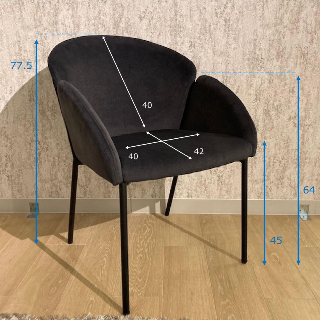 ダイニングチェア F513 ダークグレー・ライトグレーファブリック 金属