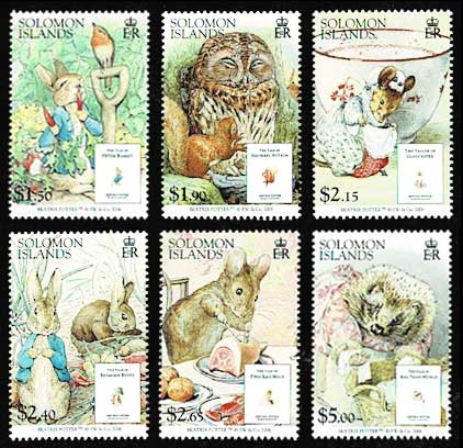 ピーターラビット等ベアトリクス・ポター作品切手 6種セット ソロモン