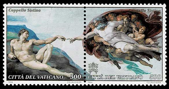 ミケランジェロ システィーナ礼拝堂天井画の修復作業 切手8種セット