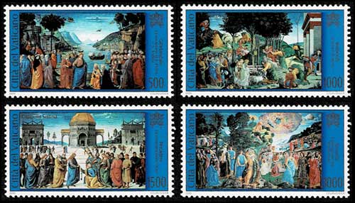 システィーナ礼拝堂の修復作業 切手4種セット バチカン市国発行 | 切手