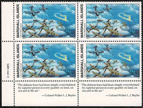 第二次世界大戦シリーズ ウェーク島陥落（1943） 切手田型 マーシャル