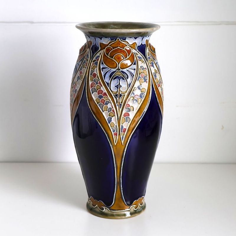 ドルトン ランベス窯瑠璃アールヌーボー花文花瓶 | イギリス | Gallery