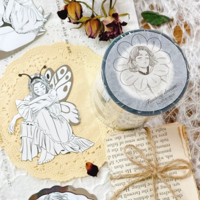 樂意Loidesign]ローズティー Rose Tea 油絵風薔薇花柄 クリアPETテープ