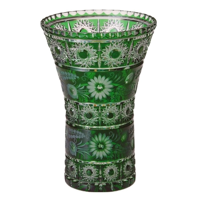 エルベクリスタル マドライン 色被せ花瓶 グリーン 1410/2050/26G